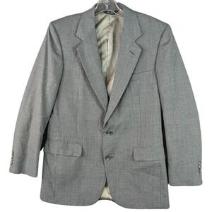Pierre Cardin Sport Jacket Men's 40R Wool Blend 2 Button Silk Blazer Pencil Gray